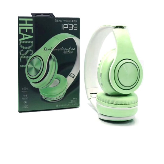 BLUETOOTH HEADPHONE WIRELESS P39 GREEN BLUETOOTH HEADPHONE WIRELESS P39 GREEN